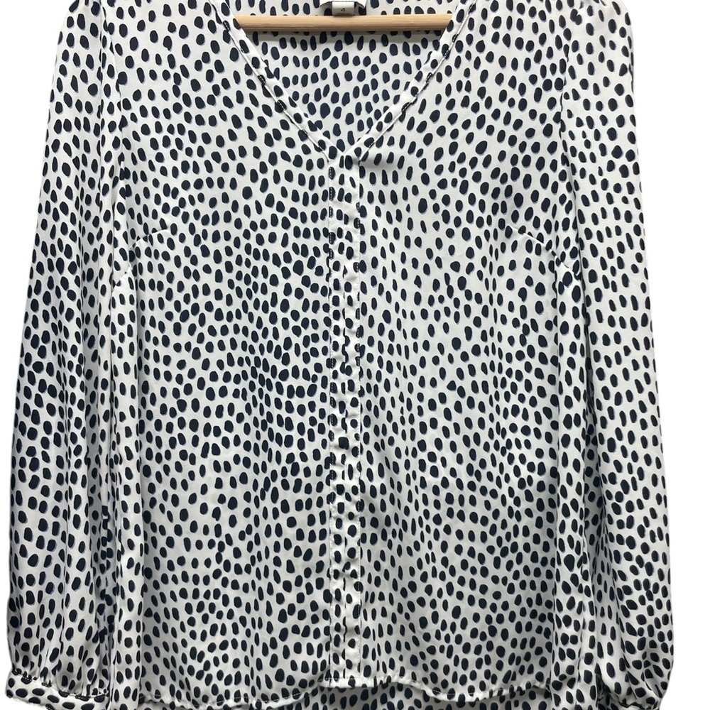 J Crew Factory Black and White Polka Dot Blouse